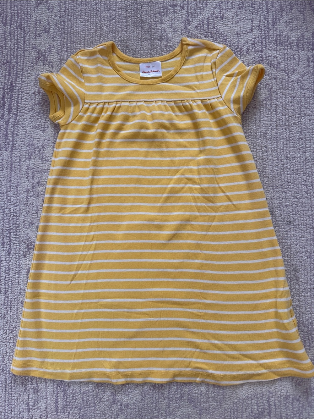Hanna Andersson Yellow and White Striped Cotton Dress